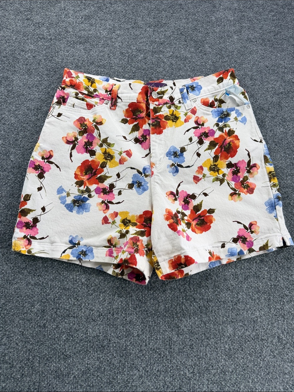 Gloria Vanderbilt Amanda Denim Shorts Women’s Size 16 White‎ Floral High Rise